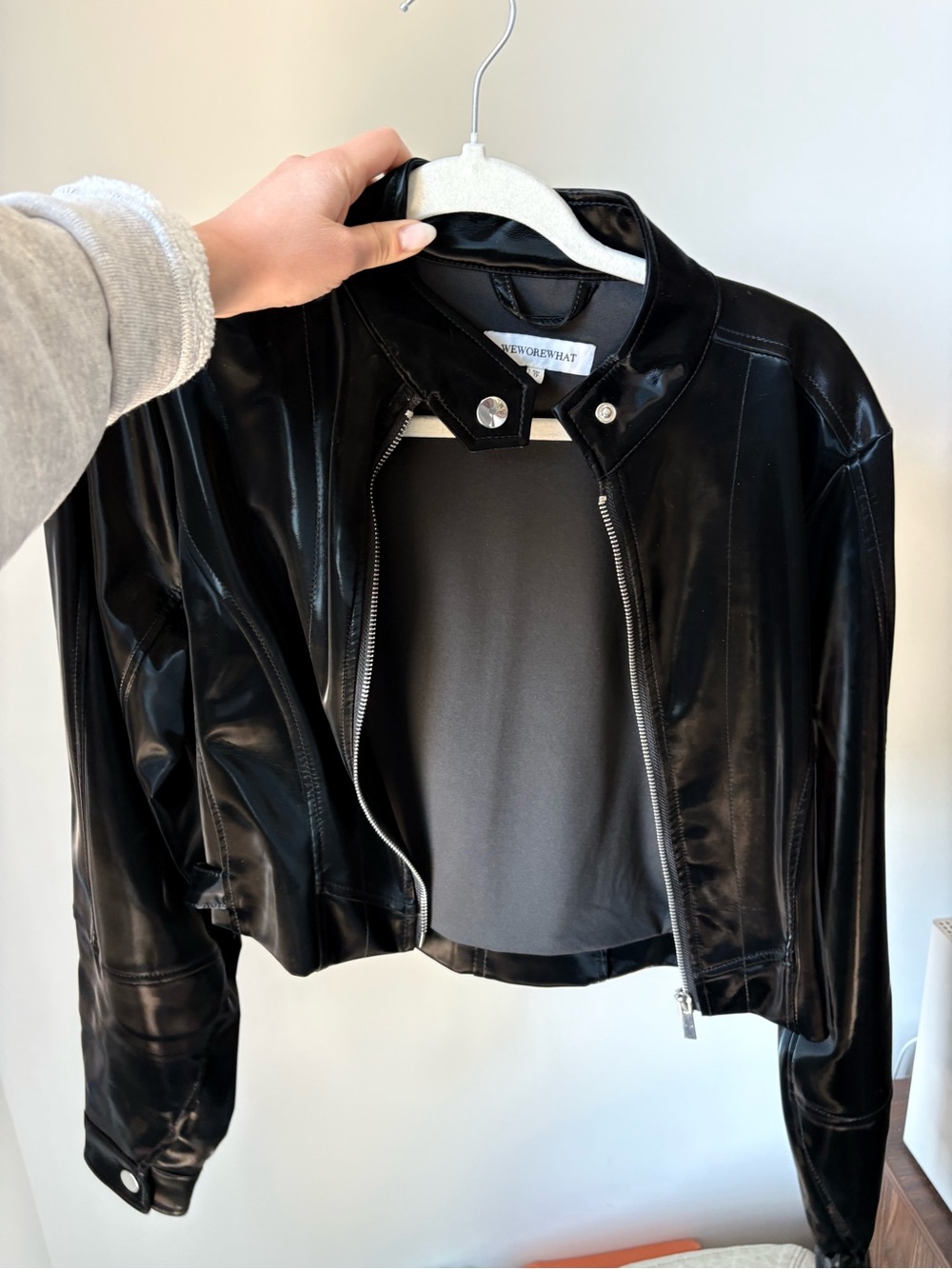 Vegan Leather Cropped Moto Jacket